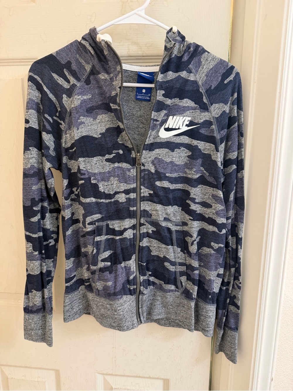 Nike Navy and Gray Camo Full-Zip Hoodie